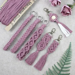 1 Set Best-Selling Keychain 6-Piece Set, Boho/garden Style DIY Weaving Macrame kit, Anti-Loss Strap, Perfect for Beginners, Valentine's Gift