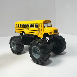 Yellow Alloy School Bus Toy Truck - Stunt Car for Kids Ages 3+ - Durable Metal & Plastic Construction - Ideal Gift for Boys & Girls