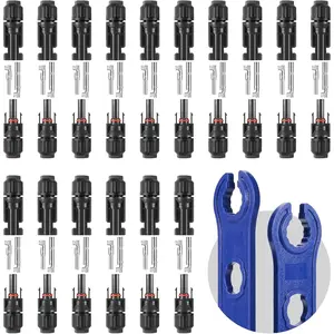 32 PCS Solar Panel Connectors MC4 Kit with 16 Pairs Male Female Connectors and 2 Wrenches IP67 Waterproof 1000V 30A for Solar Power Systems