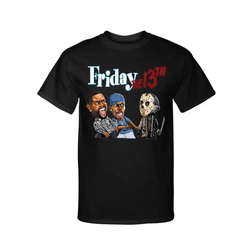 Men'S Halloween Jason Killer T-Shirt - Horror Movie Graphic Tee with "Friday the 13th" Design, Black Crew Neck Top for Adults, Men's and women's tops suitable for everyday wear and all seasons