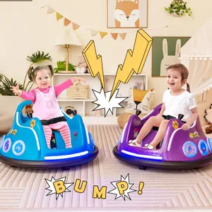 [Costway]- 12V Toddler Bumper Car, Dual Joysticks, Flashing LED Light & Music,360 Degree Spin, Electric Vehicle Ride on Toys, Gift for Boys Girls,Christmas Festival Gift Black Friday Cyber Monday