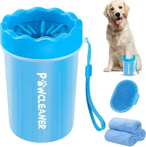 PawCleaner Dog Paw Washer & Cleaner for Small Medium Breed Dogs/Cats with 3 Absorbent Towels and Mud Outlet