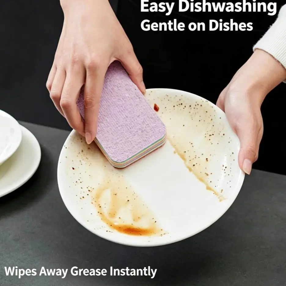 Rainbow Tear-Away Dish Sponge, Multi-Layer Reusable Non-Scratch Absorbent Kitchen Sponge for Dishes, Pots