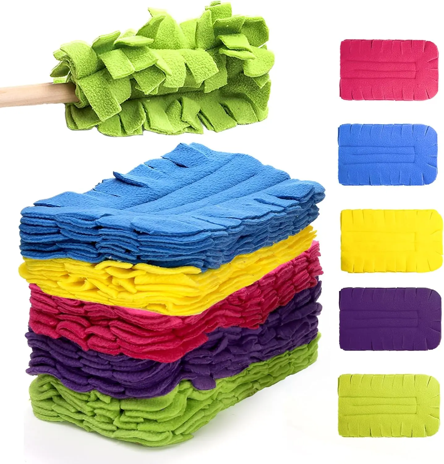 Reusable Fleece Duster Refill 5 Pack, 360° Fleece Swiffer Duster Refills Microfiber Dust Collector, Swiffer Duster Replacement Pads Set Flat Duster Pads for Furniture Car Pet Hair
