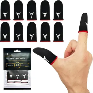 10 PCS Mobile Phone Gaming Finger Sleeves,  Finger Sleeves Fit All Touchscreen Devices, 0.15mm Superconducting Nanofibers, Smooth Feel, Anti-Sweat, Extremely Thin, Red Edge