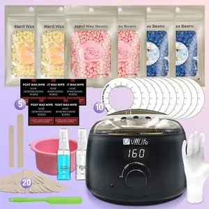 Professional Bikini Hair Removal Kit, 1 Set Digital Display Wax Warmer Machine & Hard Wax Beads & Accessories, Household Waxing Supplies for Women & Men
