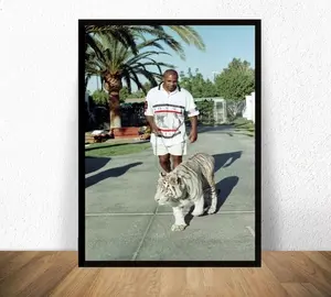 Mike Tyson With Tiger Poster, Wall Art Painting Print Mike Tyson With Tiger Poster, Wall Art Painting Print
