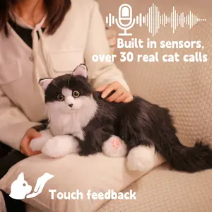 Chongker -  Interactive Companion Robot Pet Realistic Plush Toy Cat Touch Feedback, Gift for Parents,Bpa Free