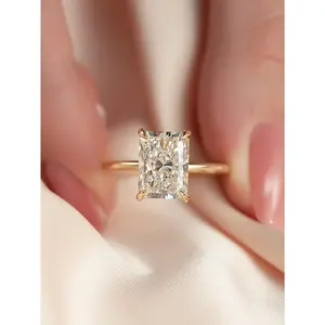 Fashionable Grace Rectangle Solitaire Zircon Rings for Women Christmas Gift Wedding Engagement Promise Ring Glamorous Minimalist Ladies Fashion Jewelry for Party Daily Decor Accessories as Anniversary Birthday Valentine's Day Gift for Girlfriend