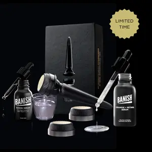 Banish Jowls & Jawline Microneedling Kit + Collagen Boosting & Firming Serums & 3 Replacement Heads [2 0.5mm & 1.0mm head] [Limited Edition Bundle]