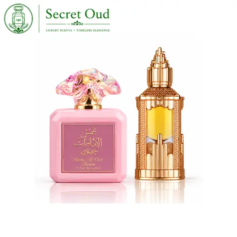 Lattafa Pink Blush Shams Al Emarat + Attar Abraaj 2-Piece Men's Fragrance Bundle - Luxurious EDP with Fruity Floral, Long Lasting Scents, Fruity Floral Fragrances