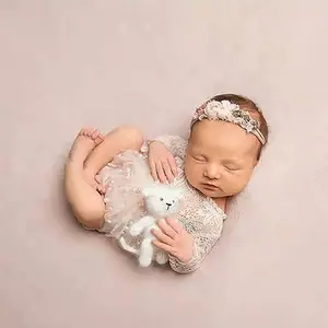 Newborn Photography Outfits Girl Lace Romper Newborn Photography Props Rompers Baby Girls Skirt Photoshoot 3 PCS Costume