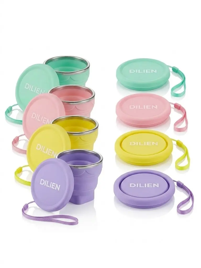 Foldable Silicone Cup with Lid & Buckle, 1 Count Portable Collapsible Travel Cup, Outdoor Tableware for Camping & Hiking, Portable Travel Mug