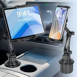 Cup Holder Tablet Mount for Car, Tablet Holder for Car, Adjustable Long Neck Car Tablet Holder Friendly Compatible with iPad, Pro, Air, Mini Samsung Galaxy Tab, All 4.7-14" Tab Travel Accessories