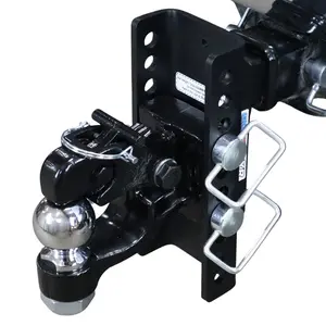 Shocker XR Pintle & Ball Receiver Hitch - Channel Style, 8-Ton HD Adjustable, 12,000 to 20,000 lb GTW, Matte Black, Fits 2", 2-1/2", 3" Receivers