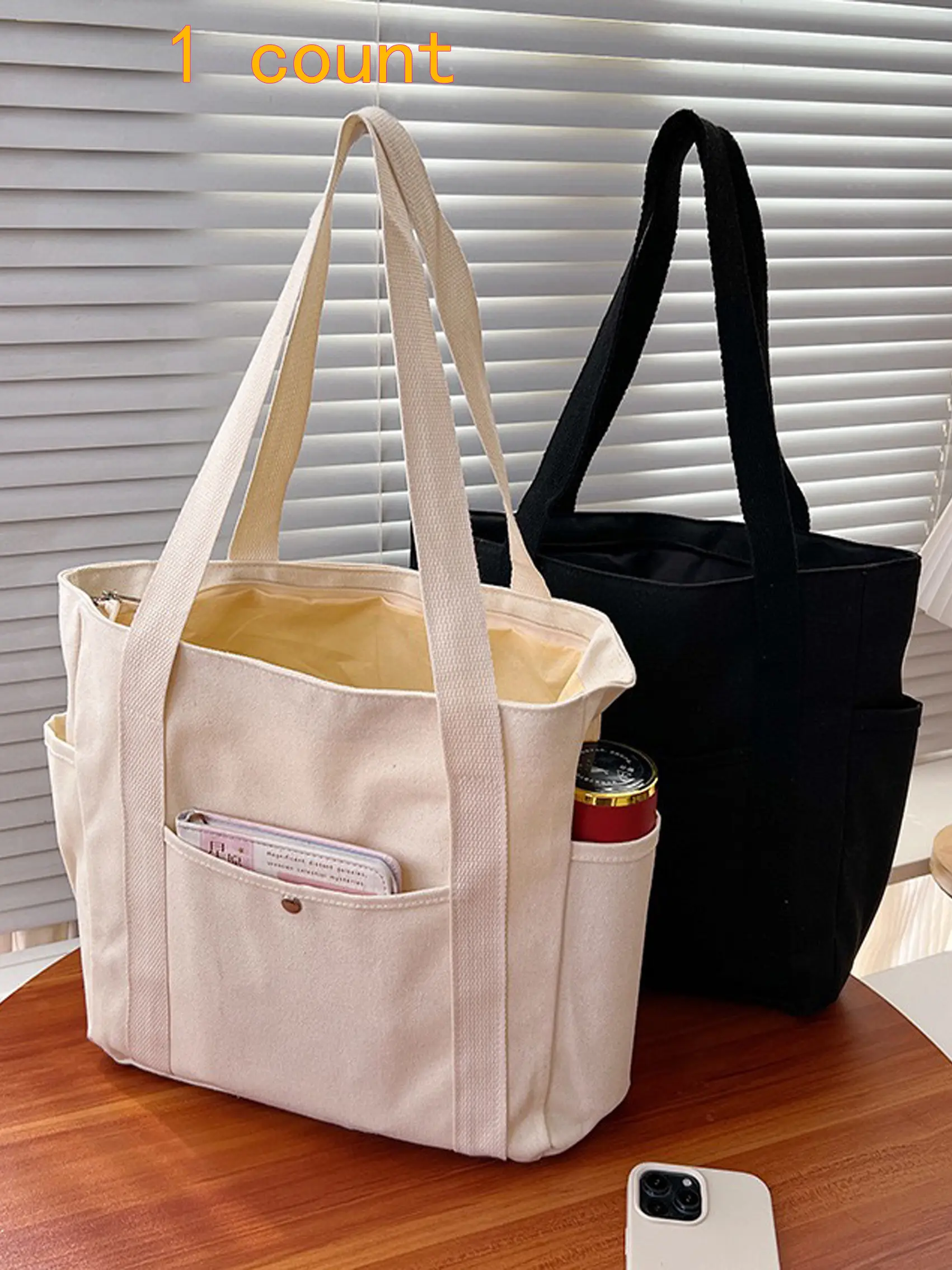 Women's Mini Canvas Tote Bag, Everyday Bags, Casual Design, Lightweight & Durable, Perfect for Daily Use, Large Capacity Handbag for Students & Commuters, Stylish Tote Bag, Minimalist Tote Bag, Casual Fashion Bag, Lightweight Shopping Bag