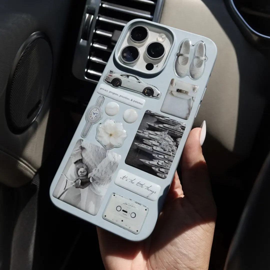 The White Whisper Glossy Sticker Set for iPhone - Includes 14 Chic Designs to add a Personalized and Stylish Touch to Your  Smartphone