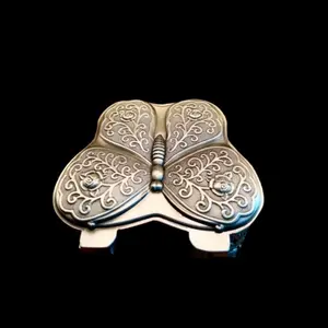 Butterfly Jewelry Box - Elegant Design with Intricate Patterns and a Butterfly Shape, Silver Color, Decorative Storage
