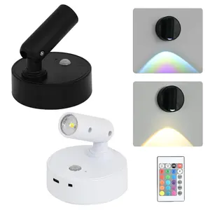 Indoor Magnetic LED Spotlight, Rechargeable Motion Sensor Wall Lamp, Remote Control Dimming Night Light, 360° Rotating, Wall Sconce for Artwork Painting Tree Plant Picture Light