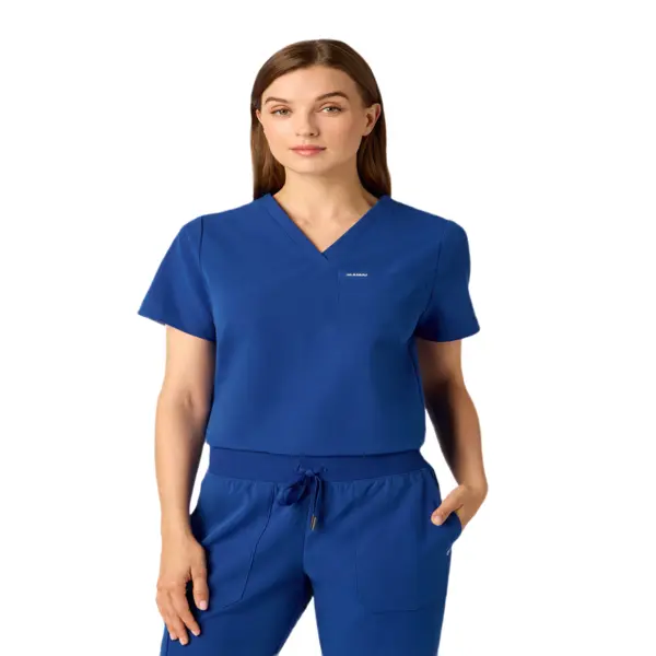 JAANUU Rhena Women's V-Neck Scrub Top, Essential 1-Pocket Classic Fit Uniform in UltraLAST 4-Way Stretch Fabric, Water-Repellent & Antimicrobial Workwear, Uniforms, Everyday, Women's Clothes, Scrubs, Polyester, Basic, Short Sleeve, Cold Wash, Durable Stru