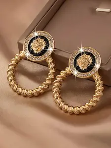 Lion Head Design Hoop Earrings, Unique Lion Head Motif, Fashionable Jewelry for Women, Trendy All-match & Exquisite Jewelry for Birthday Gift