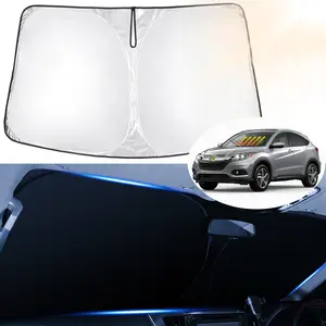 Canvcle Windshield Reflector Sun Shade for Honda HR-V 2016-2026 Foldable UV Blocker Sun Visor Protector 240T 5 Layers Fabric Silver Black