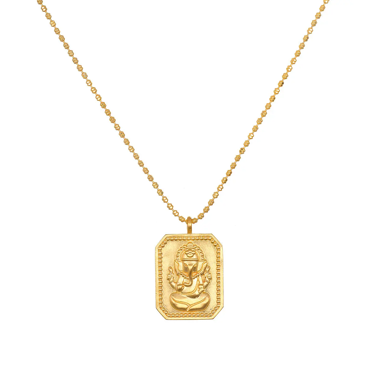 Gold Chain Necklace for Women, Gold Plated Ganesha Pendant with Beaded Detail, Spiritual Good Fortune Jewelry, Adjustable, Spiritual Jewelry