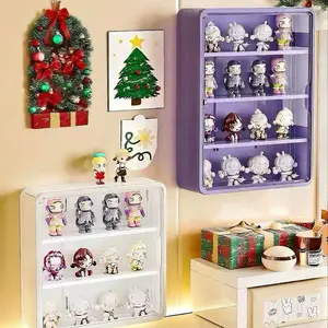 Large Wall-Mounted Display Shelf Storage Rack Organiser, 4/3 Layer Acrylic Box, Action Figure Holder, Collector Display, Space Saving, Transparent Compartments, Display Cabinet Collectibles, Clear Display