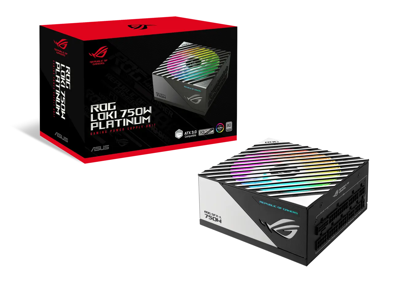 ASUS ROG Loki SFX-L 750W Platinum (Fully Modular Power Supply, 80+ Platinum, Lambda A Certified, 120mm PWM ARGB Fan, Aura Sync, ATX 3.0 Compatible, PCIe 5.0 Ready)