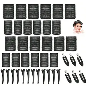 42-Piece Self-Holding Curler Set, Includes 24 Curlers & 18 Clips, Salon-Quality DIY Hair Styling, No Heat Curlers, Perfect for Home Use, Heatless Curling Set, Self Grip Rollers, Hair Rollers With Clips