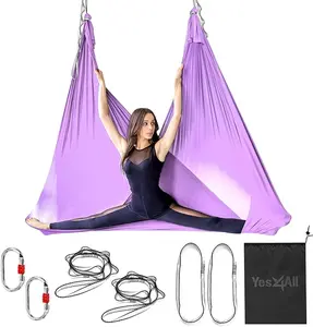 Yes4All Aerial Yoga Hammock 5.5 Yards, 198 Inches Height Aerial Silks, Yoga Trapeze Increasing Strength, Flexibility and Balance