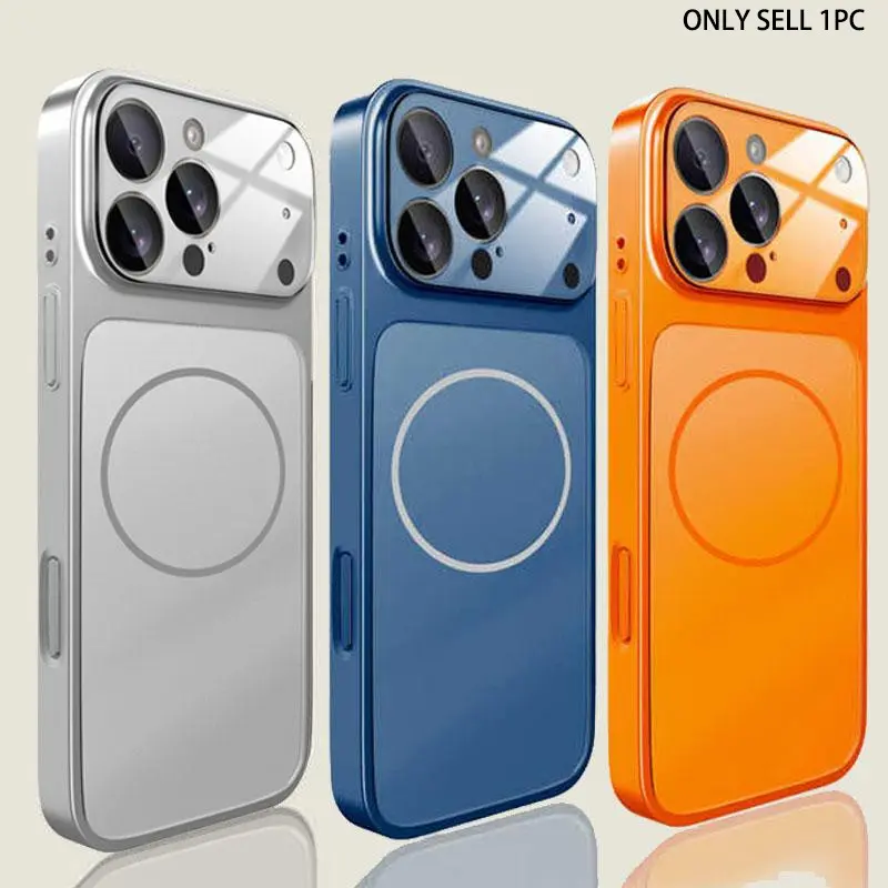 Magnetic frosted glass 17 series compatible with MagSafe phone  Protective case Cover, suitable for iPhone 17 17Air 16Pro Max 15 14Plus supports wireless charging, large window electroplating AF coating oil layer anti pollution and anti fingerpr