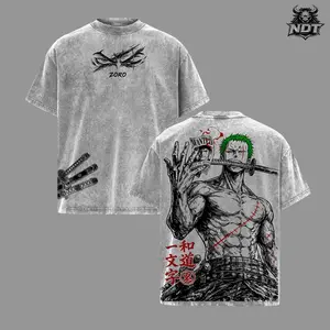 Roronoa Zoro Oversized Anime T-Shirt, One Piece Streetwear Tee, Zoro Graphic Washed Cotton Shirt, Three Sword Style Aesthetic Outfit, Unisex Casual Drip, Gift For Anime Fans