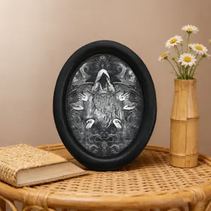 Dark Gothic Faceless Demon Wall Decor, Mystical All-Seeing Eye Oval Frame Art, Halloween Christmas Thanksgiving Holiday Decoration, Decorative Artistic