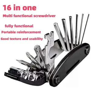 16-In-1 Bicycle Repair Tool, Foldable and Compact, Portable Bike Maintenance Kit, Ideal for Mountain Bikes and Motorcycles, Bicycle Tools