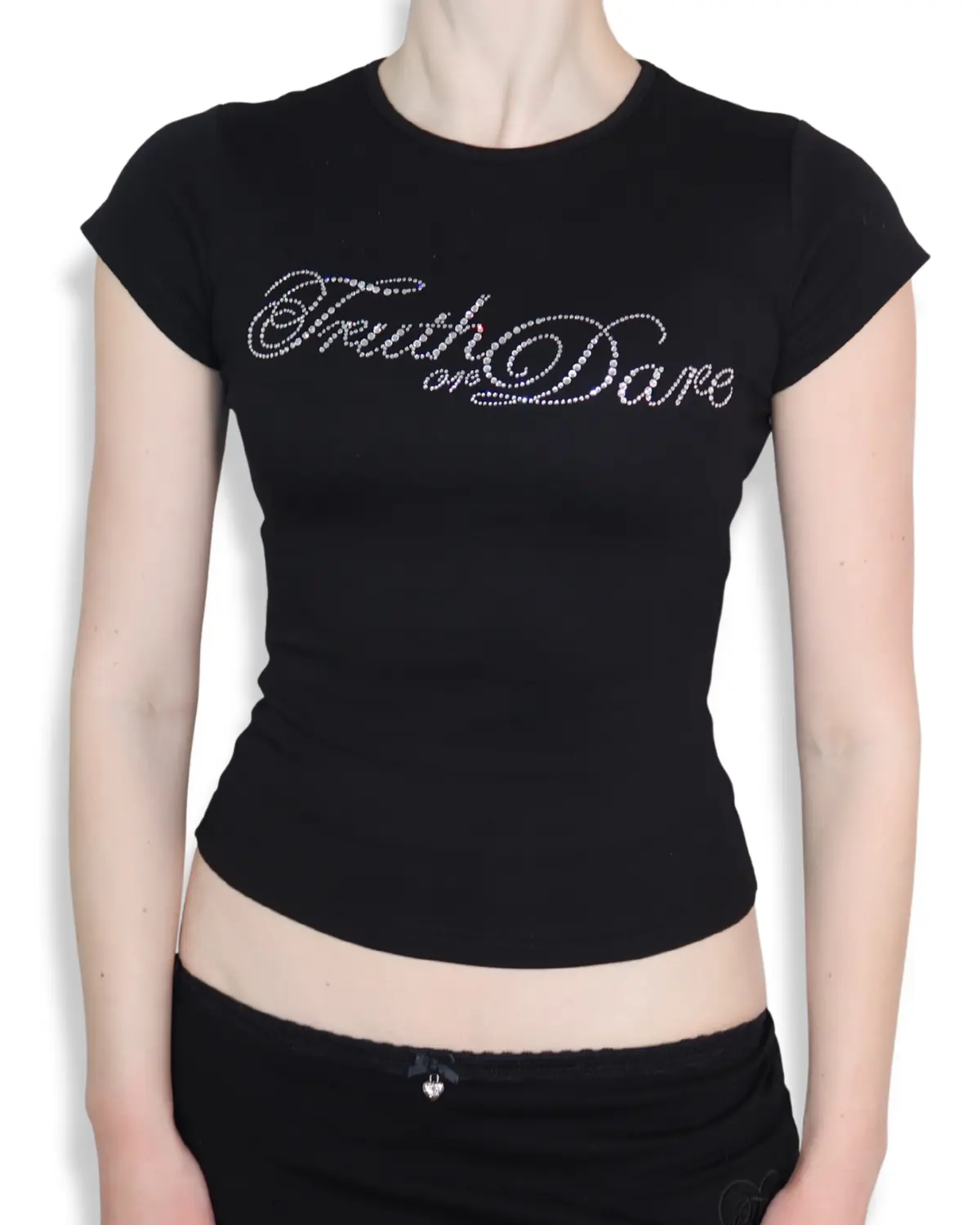 Classic Black Rhinestone Logo Tee