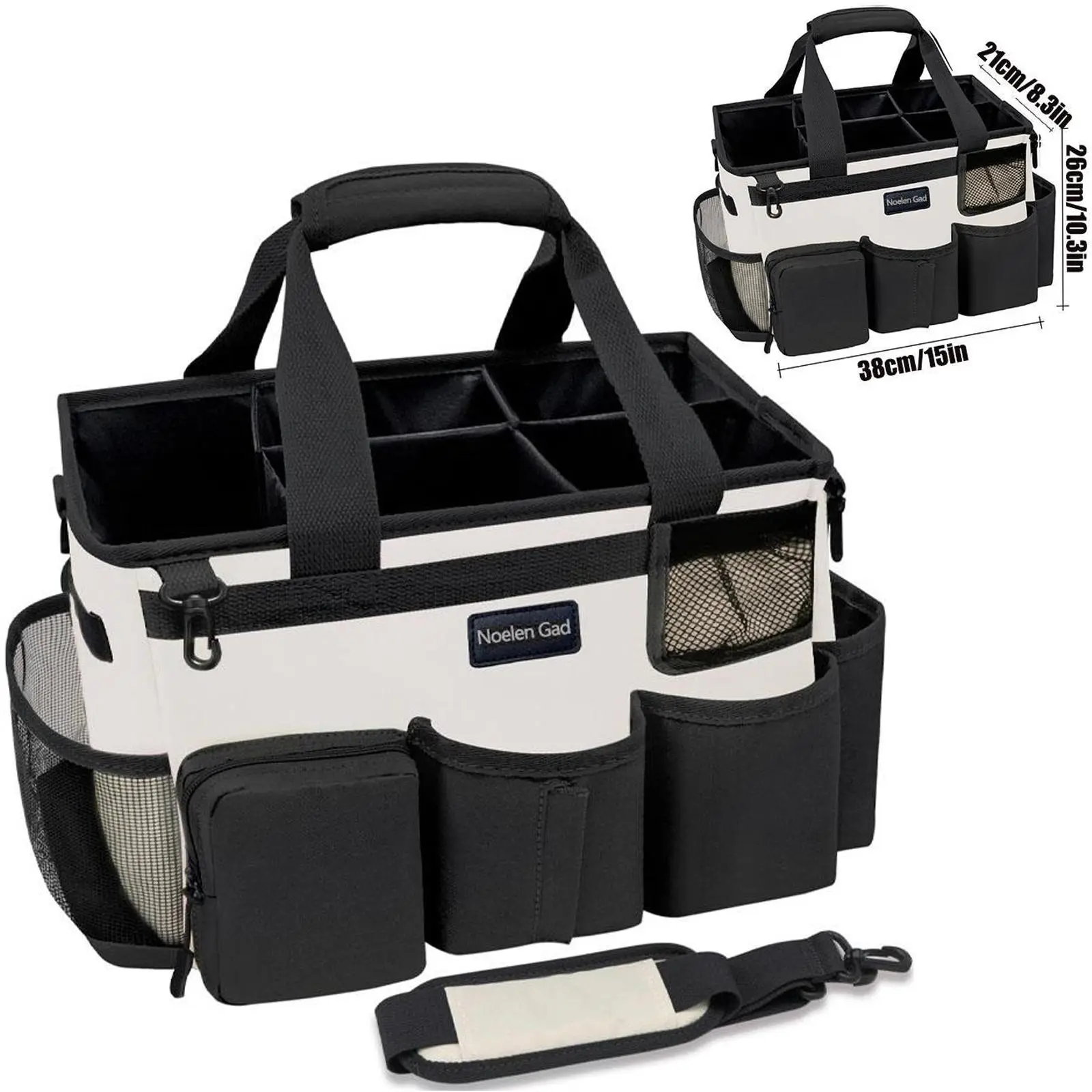 Portable Large Capacity Wearable Cleaning Bag Cleaning Supplies Handbag Adjustable Cleaning Storage Bag Storage Bag Aluminum Mesh Pad Strap