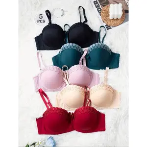 Women’s Underwire Bra Set, Floral Lace Trim, Medium Support, Breathable Comfort, All-Season Wear, Fitted Design, Multiple Colors Available