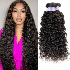[UDesire] Water Wave Bundles Human Hair 10-26Inch Water Wave Bundles 16A Brazilian 100% Unprocessed Virgin Human Hair Wet and Wavy Bundles Double Weft Water Curly Weave Natural Black