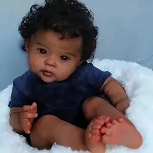 Reborn Baby Dolls Full Body Boy 18 Inch 45cm Black Lifelike Baby Doll Vinyl with Rooted Hair Newborn Babies Reborn Toddler Dolls christmas collector gift for sale
