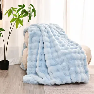 Ultra-Soft Faux Rabbit Fur Blanket, Large Plush Throw for Sofa Bed, Perfect Christmas Gift for Women