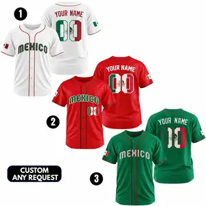 Mexico Flag Baseball Jersey Custom Name Number, Personalized Mexican Team Uniform for Men Women, Custom Baseball Shirt 2026