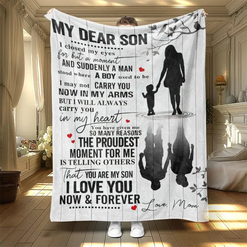 Letter & Figure Pattern Blanket, Slogan Print Blanket, 1 Count Soft Warm Throw Blanket, Air-conditioned Room Blanket, Warm Nap Blanket, Custom Image Blanket for Home Office Travel, Cozy Blanket Throw