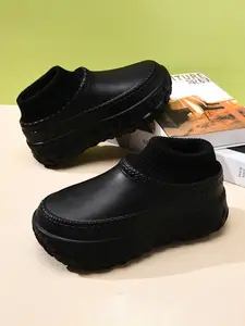 Men Women Winter Fleece Lined Slippers, Soft Indoor Outdoor Home Shoes, Lightweight Eva Material, Comfortable Slip-On Design Walking Shoes