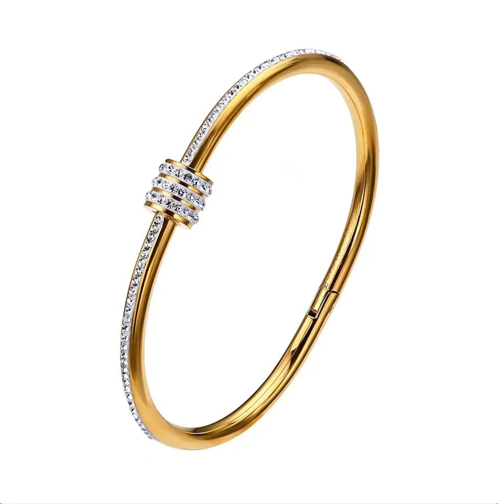 Diamond Encrusted Bangle Bracelet, Fashion Costume Jewelry for Women’s Bling Accessory, Diamond Encrusted Bracelet