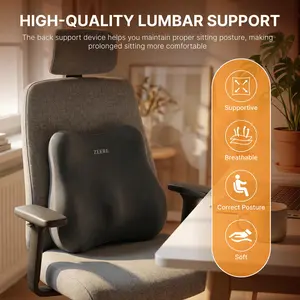 Ergonomic Memory Foam Lumbar Support Pillow for Office Chair & Car Seat, Lower Back Pain Relief Cushion for Long Sitting, Posture Corrector Waist Backrest summervibes