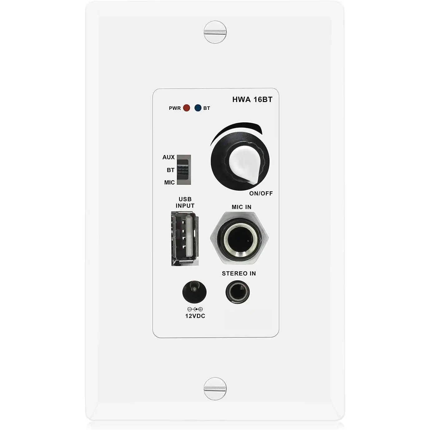 in Wall Audio Control Amplifier Receiver 2  Wall Plate with USB Microphone Aux (3.5mm) Input 100Watt Max Module for Sound Systems  Theater Integration Compatible with