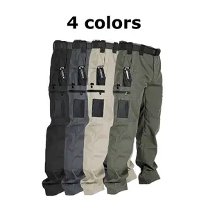 4pcs Men'S Tactical Cargo Pants, Multi-Pocket Design, Solid Color, Elastic Waistband, Ideal for Construction Workers, Hiking, Exploring,Menswear Breathable Casual Comfy Fashion Day Outdoor cargo pants for men slacks pantalones para hombre