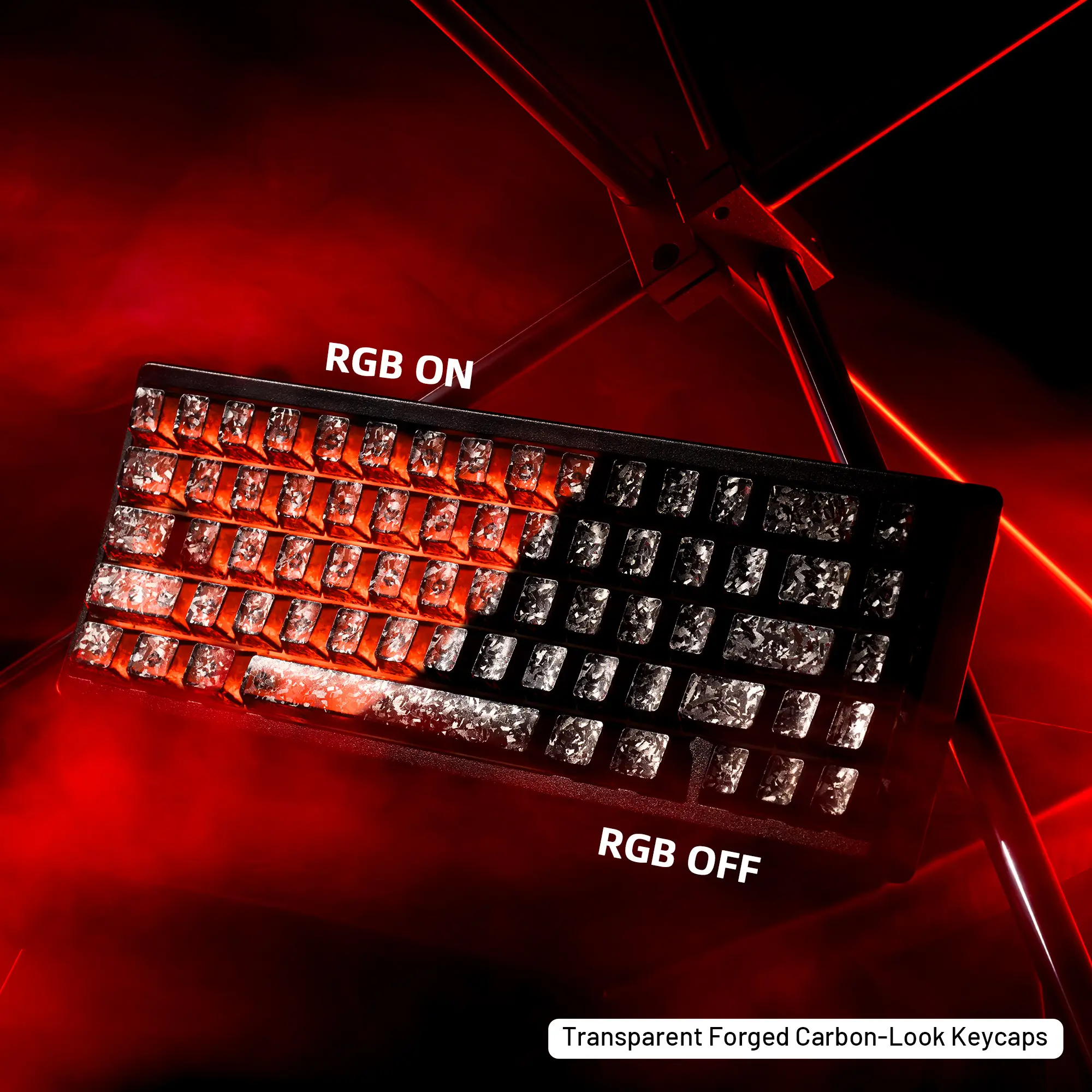 XVX M67 Jadestone Tri-Mode Mechanical Keyboard with Transparent Forged Carbon-Look Keycaps, USB-C/ Bluetooth/ 2.4GHz, RGB Backlight, QMK/VIA Gasket, Hot Swappable
