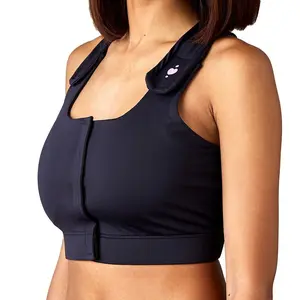 heart&core Serena Bra, Post-Surgery Racerback Bra with Pockets, Black, XS, 1 Count